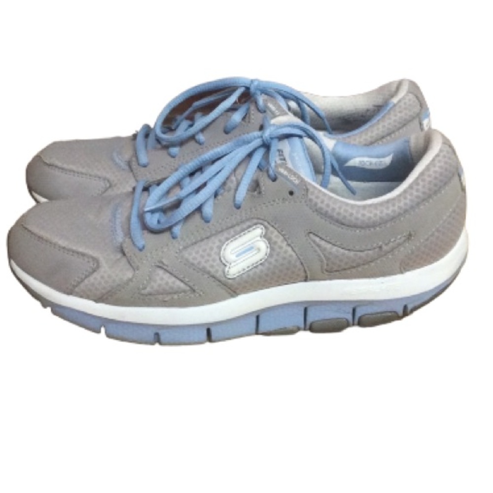 🌞 Skechers Shape ups LIV grey & baby blue sneakers women size 8